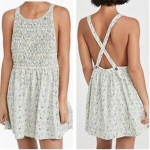 Free People Petunia Floral Smocked Mini Dress in Tea Combo